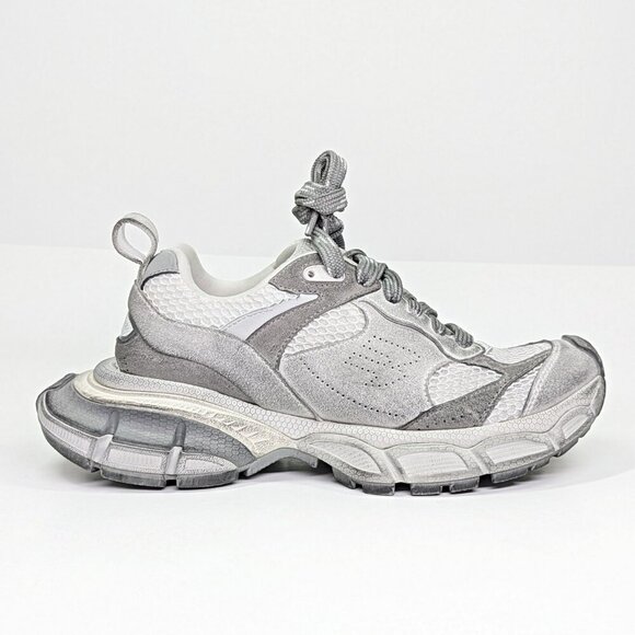 Balenciaga 3XL Distressed Suede & Mesh Sneakers Light Grey Size 37 MSRP $1,130 - Picture 4 of 15